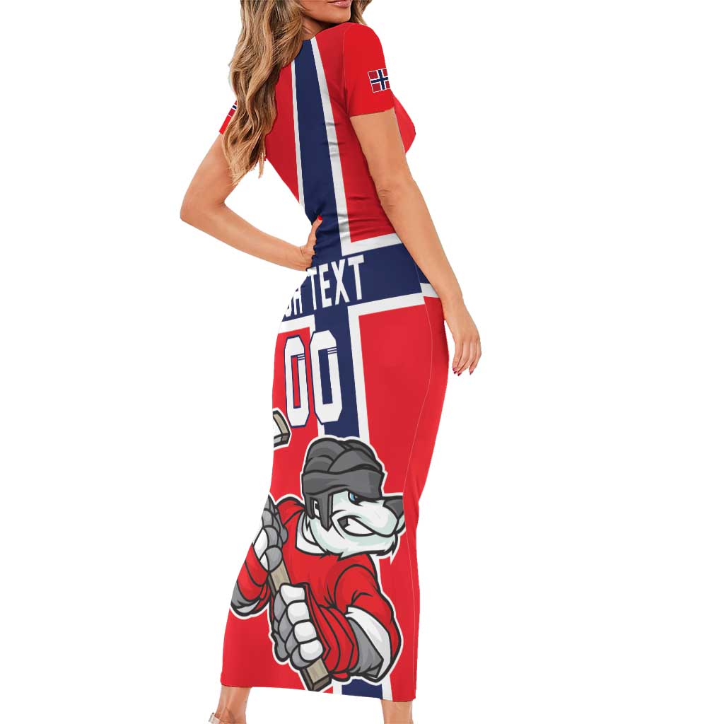 Custom Norway Hockey Short Sleeve Bodycon Dress The Polar Bears Hockey - Wonder Print Shop