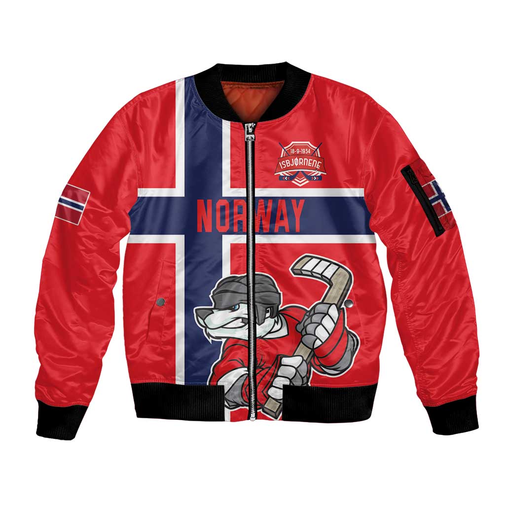 Custom Norway Hockey Sleeve Zip Bomber Jacket The Polar Bears Hockey - Wonder Print Shop