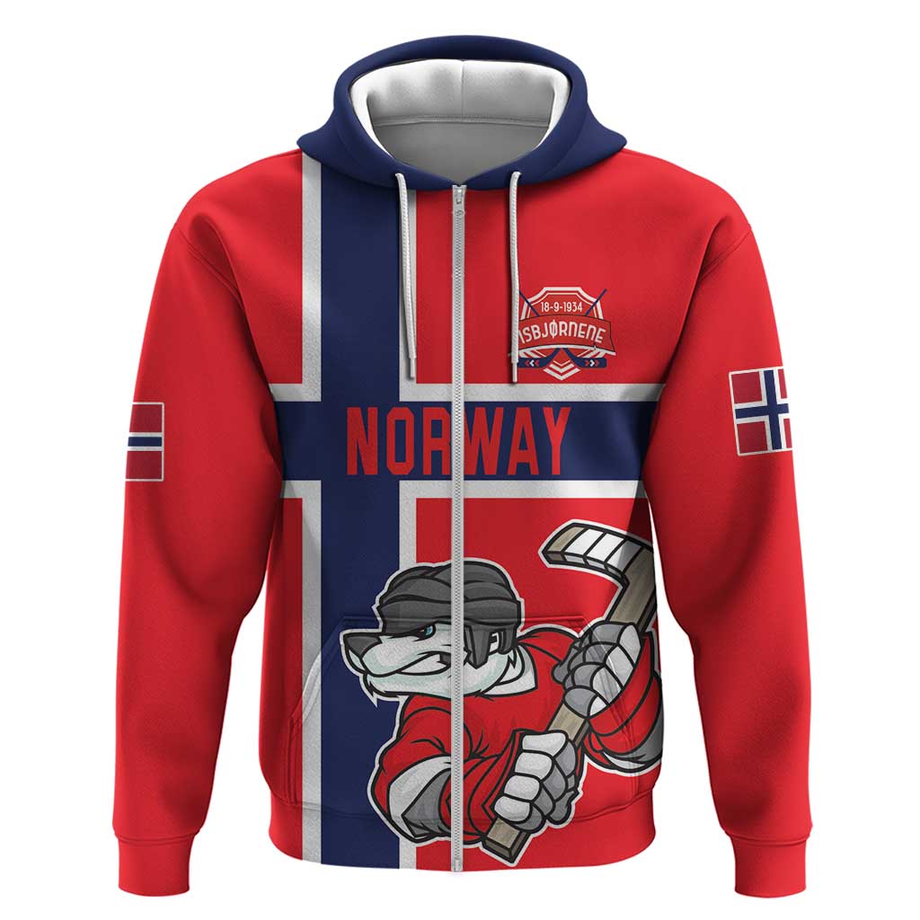 Custom Norway Hockey Zip Hoodie The Polar Bears Hockey - Wonder Print Shop