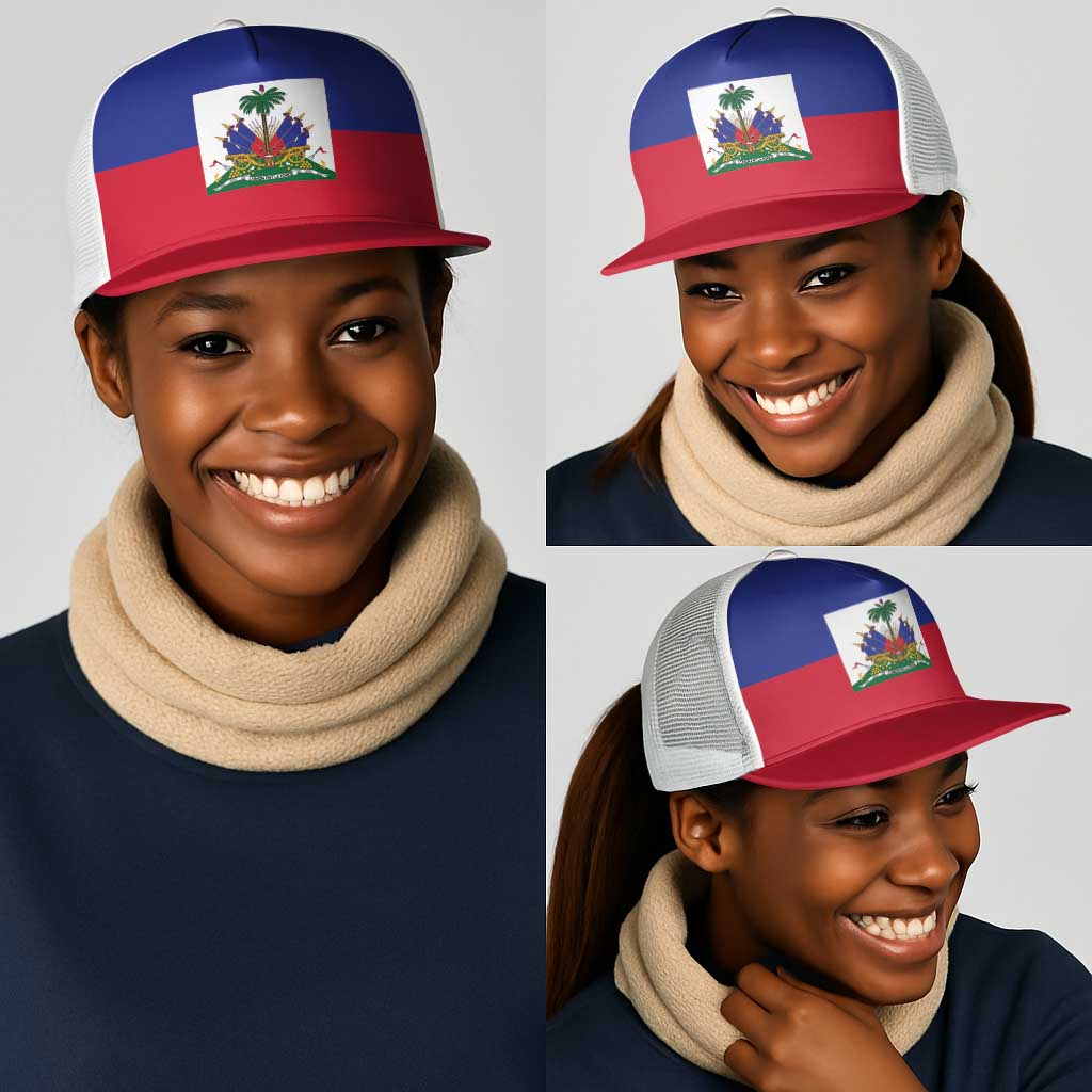 Haiti Mesh Trucker Cap Flag Color Inspiration - Wonder Print Shop