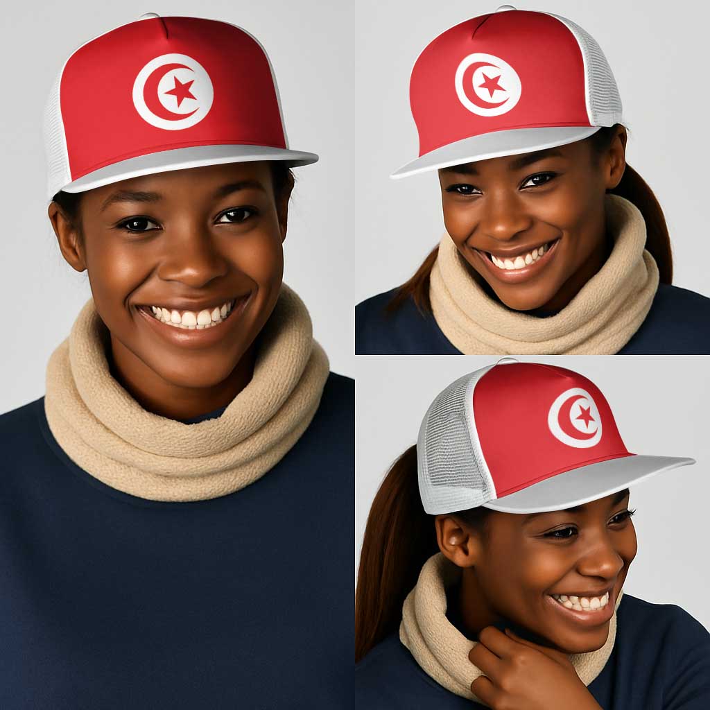 Tunisia Mesh Trucker Cap Flag Color Inspiration - Wonder Print Shop