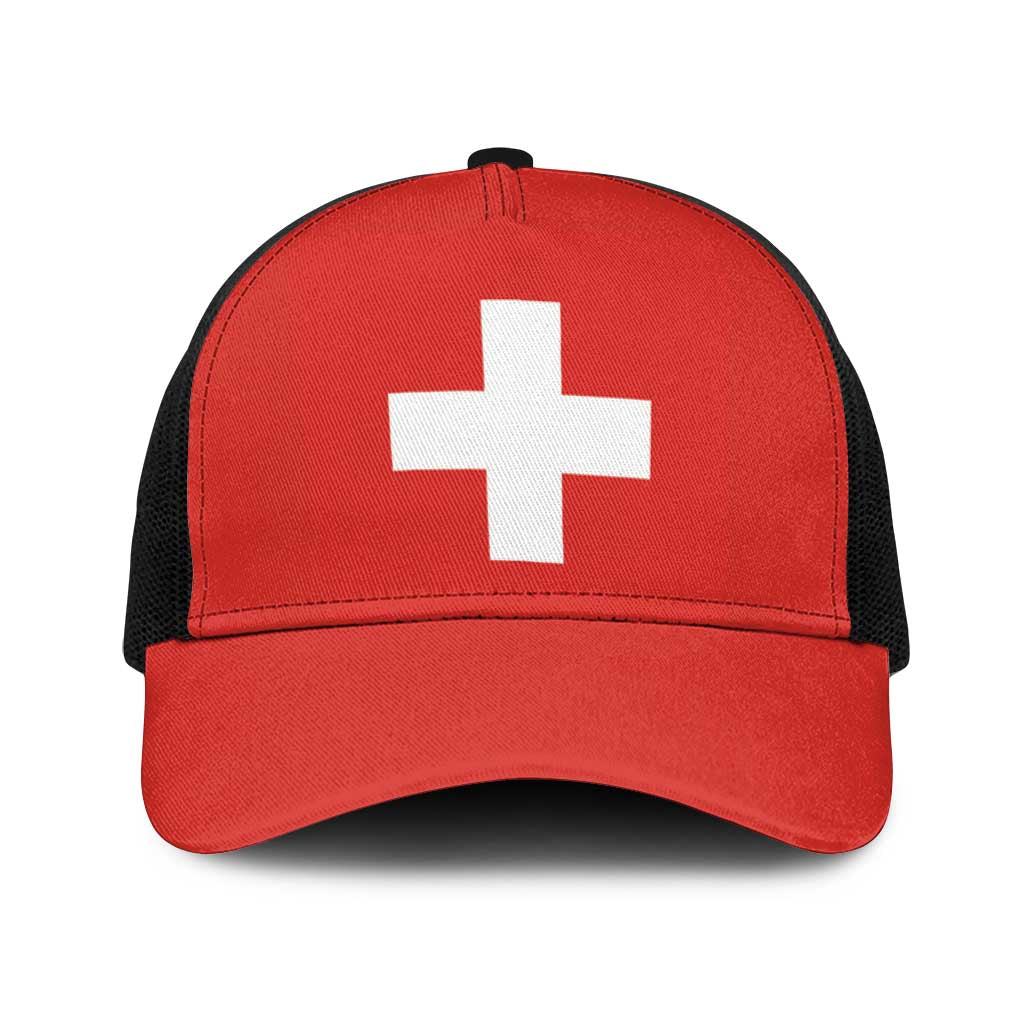 Switzerland Baseball Net Cap Flag Color Inspiration - Wonder Print Shop