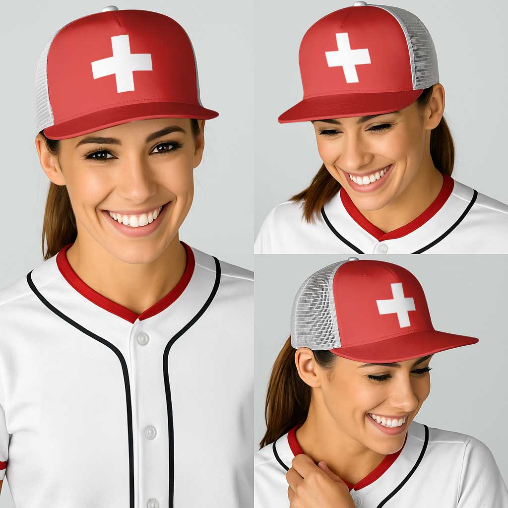 Switzerland Baseball Net Cap Flag Color Inspiration - Wonder Print Shop