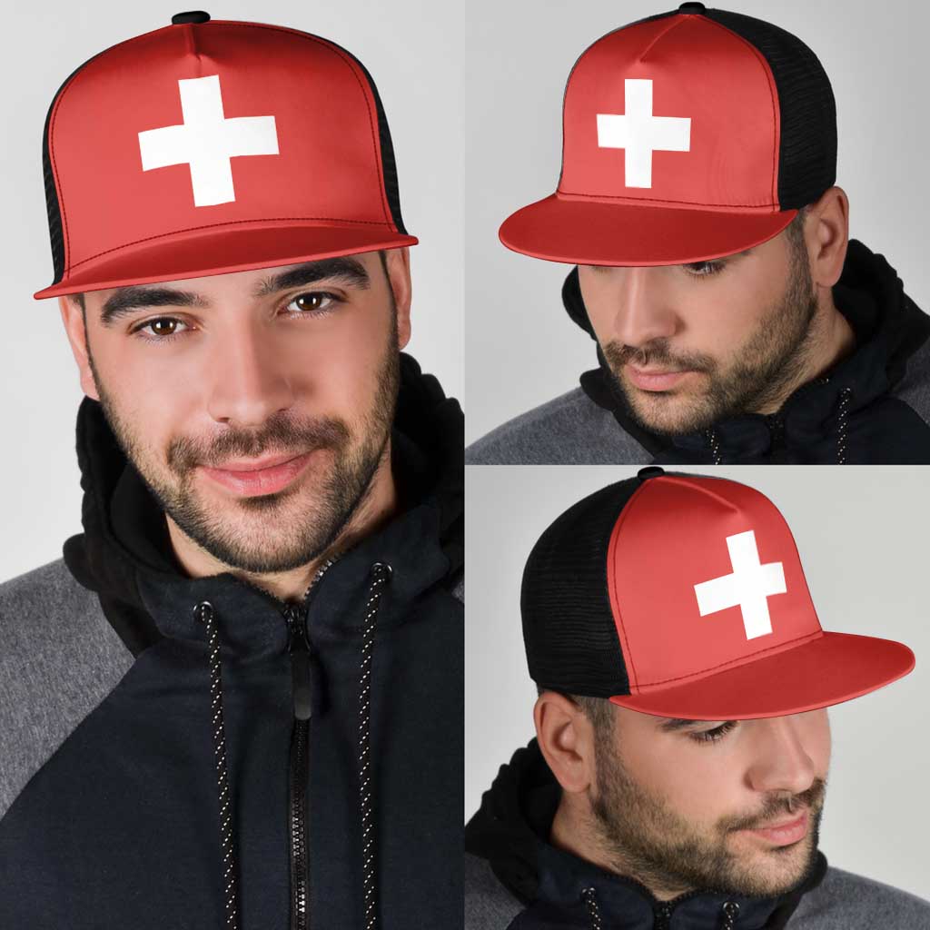 Switzerland Mesh Trucker Cap Flag Color Inspiration - Wonder Print Shop