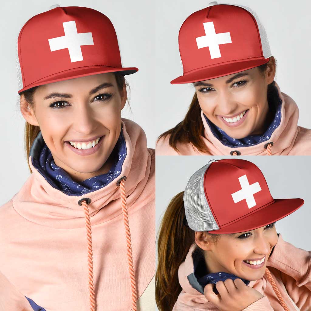 Switzerland Mesh Trucker Cap Flag Color Inspiration - Wonder Print Shop