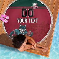 Custom Portugal Rugby Beach Blanket Go Os Lobos Wolves Mascot