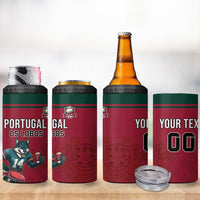 Custom Portugal Rugby 4 in 1 Can Cooler Tumbler Go Os Lobos Wolves Mascot
