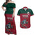 Custom Portugal Rugby Couples Matching Off Shoulder Maxi Dress and Hawaiian Shirt Go Os Lobos Wolves Mascot
