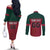Custom Portugal Rugby Couples Matching Off The Shoulder Long Sleeve Dress and Long Sleeve Button Shirt Go Os Lobos Wolves Mascot