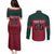 Custom Portugal Rugby Couples Matching Puletasi and Long Sleeve Button Shirt Go Os Lobos Wolves Mascot