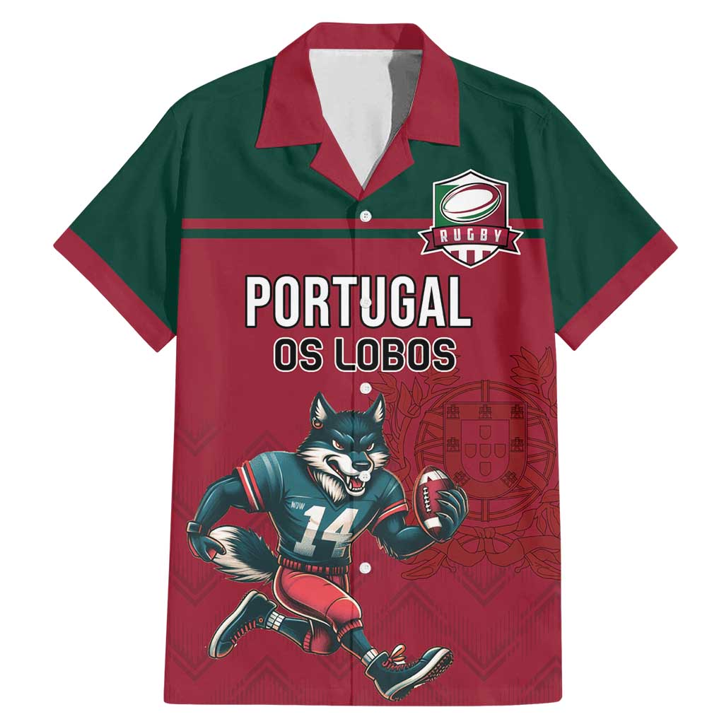 Custom Portugal Rugby Family Matching Mermaid Dress and Hawaiian Shirt Go Os Lobos Wolves Mascot