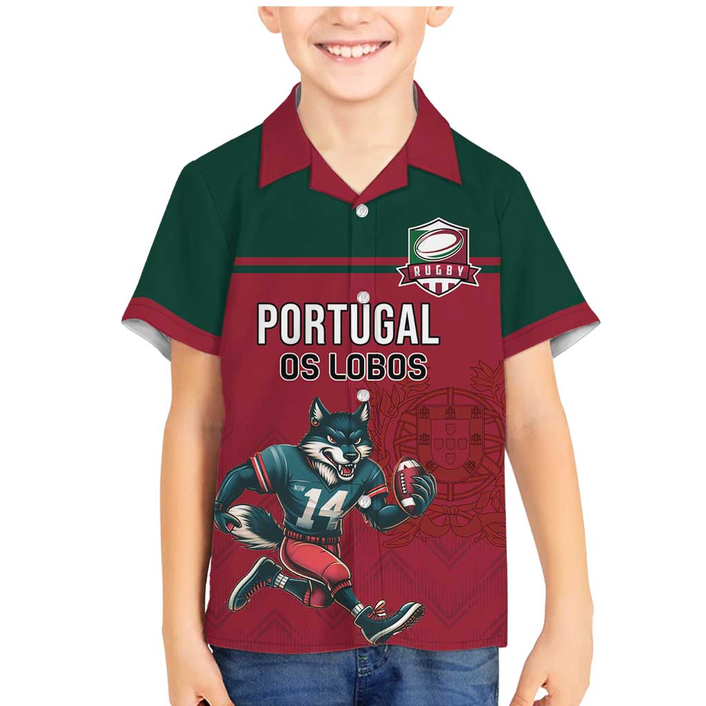 Custom Portugal Rugby Family Matching Mermaid Dress and Hawaiian Shirt Go Os Lobos Wolves Mascot