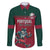 Custom Portugal Rugby Family Matching Off The Shoulder Long Sleeve Dress and Hawaiian Shirt Go Os Lobos Wolves Mascot