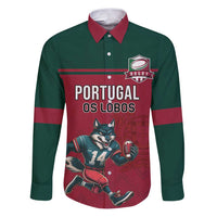 Custom Portugal Rugby Family Matching Puletasi and Hawaiian Shirt Go Os Lobos Wolves Mascot