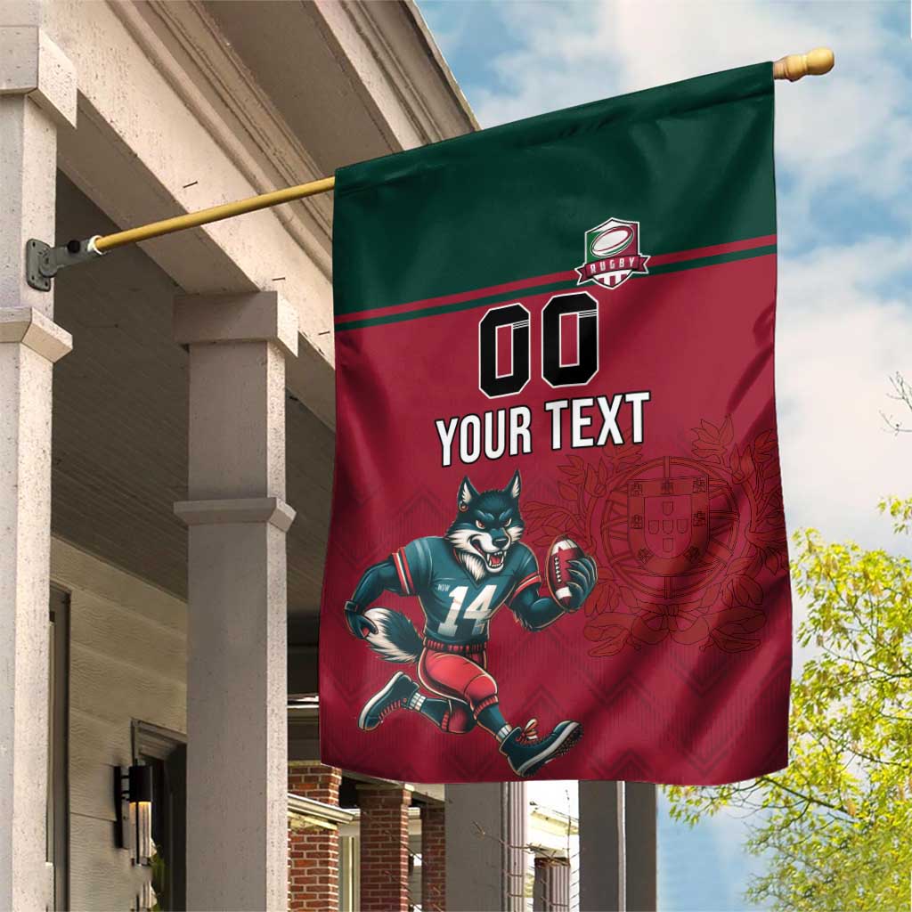 Custom Portugal Rugby Garden Flag Go Os Lobos Wolves Mascot