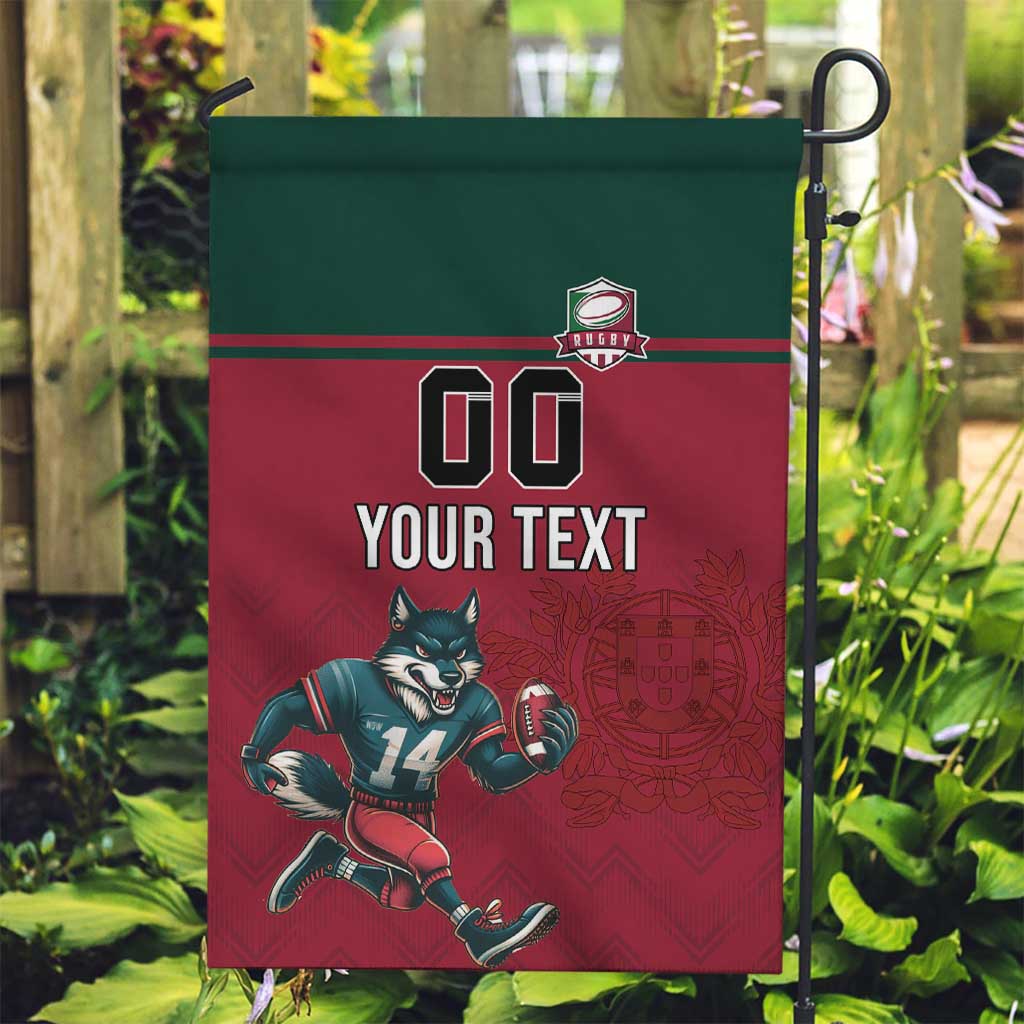 Custom Portugal Rugby Garden Flag Go Os Lobos Wolves Mascot