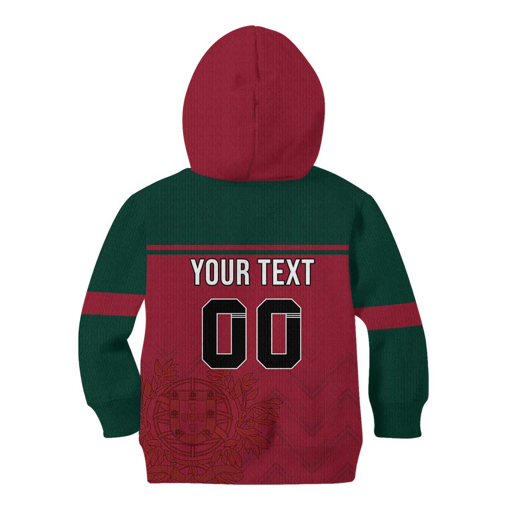 Custom Portugal Rugby Kid Hoodie Go Os Lobos Wolves Mascot