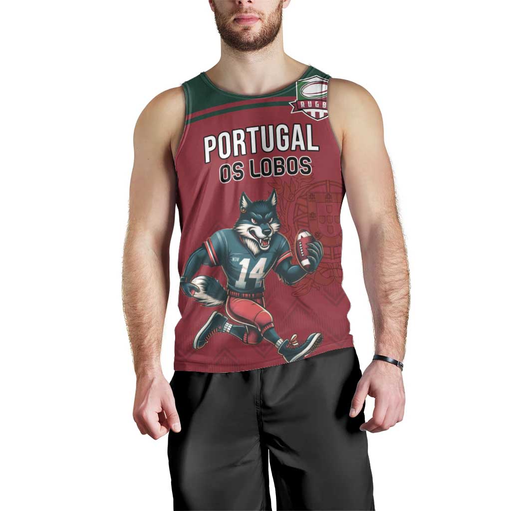 Custom Portugal Rugby Men Tank Top Go Os Lobos Wolves Mascot