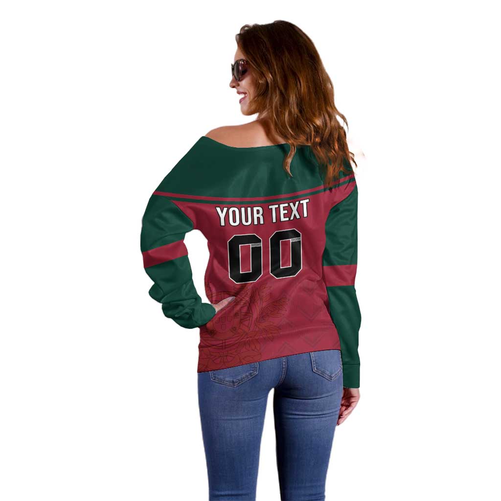 Custom Portugal Rugby Off Shoulder Sweater Go Os Lobos Wolves Mascot