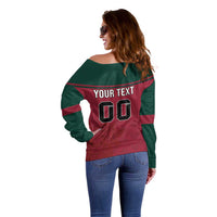Custom Portugal Rugby Off Shoulder Sweater Go Os Lobos Wolves Mascot