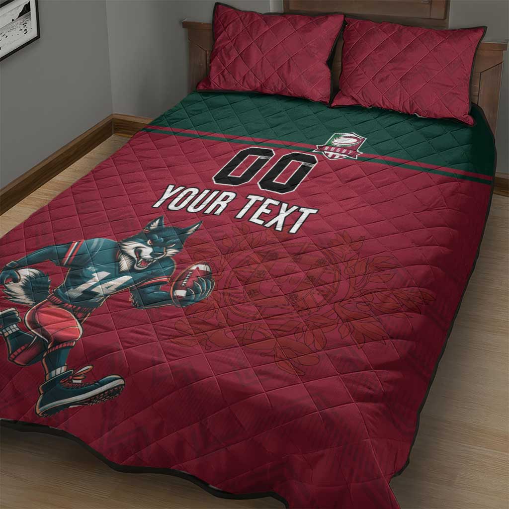Custom Portugal Rugby Quilt Bed Set Go Os Lobos Wolves Mascot