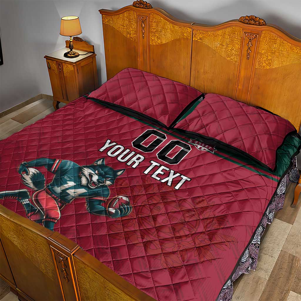Custom Portugal Rugby Quilt Bed Set Go Os Lobos Wolves Mascot