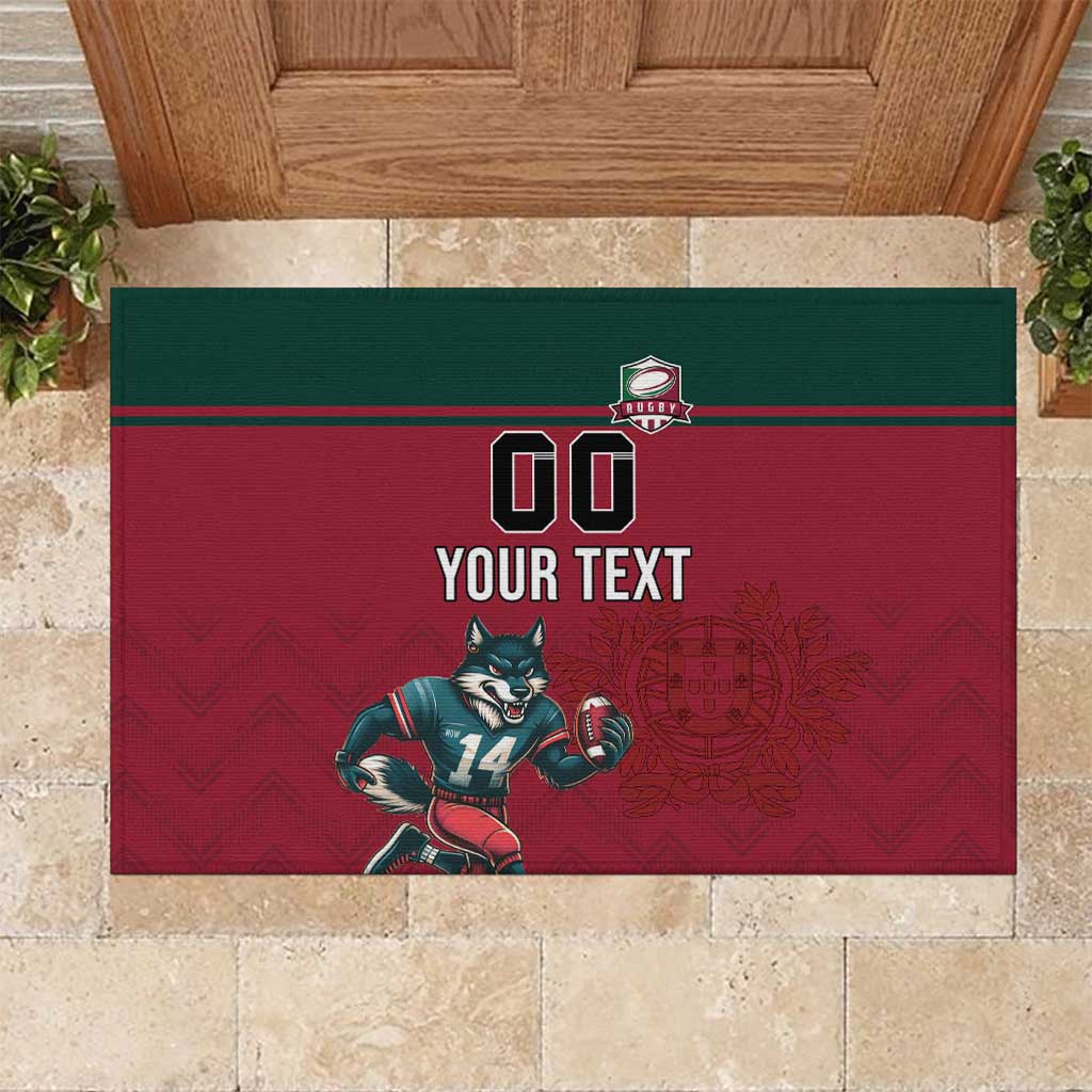 Custom Portugal Rugby Rubber Doormat Go Os Lobos Wolves Mascot