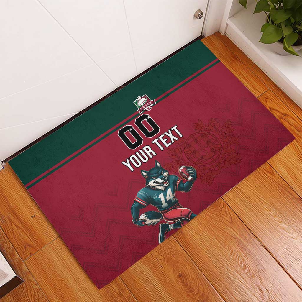 Custom Portugal Rugby Rubber Doormat Go Os Lobos Wolves Mascot