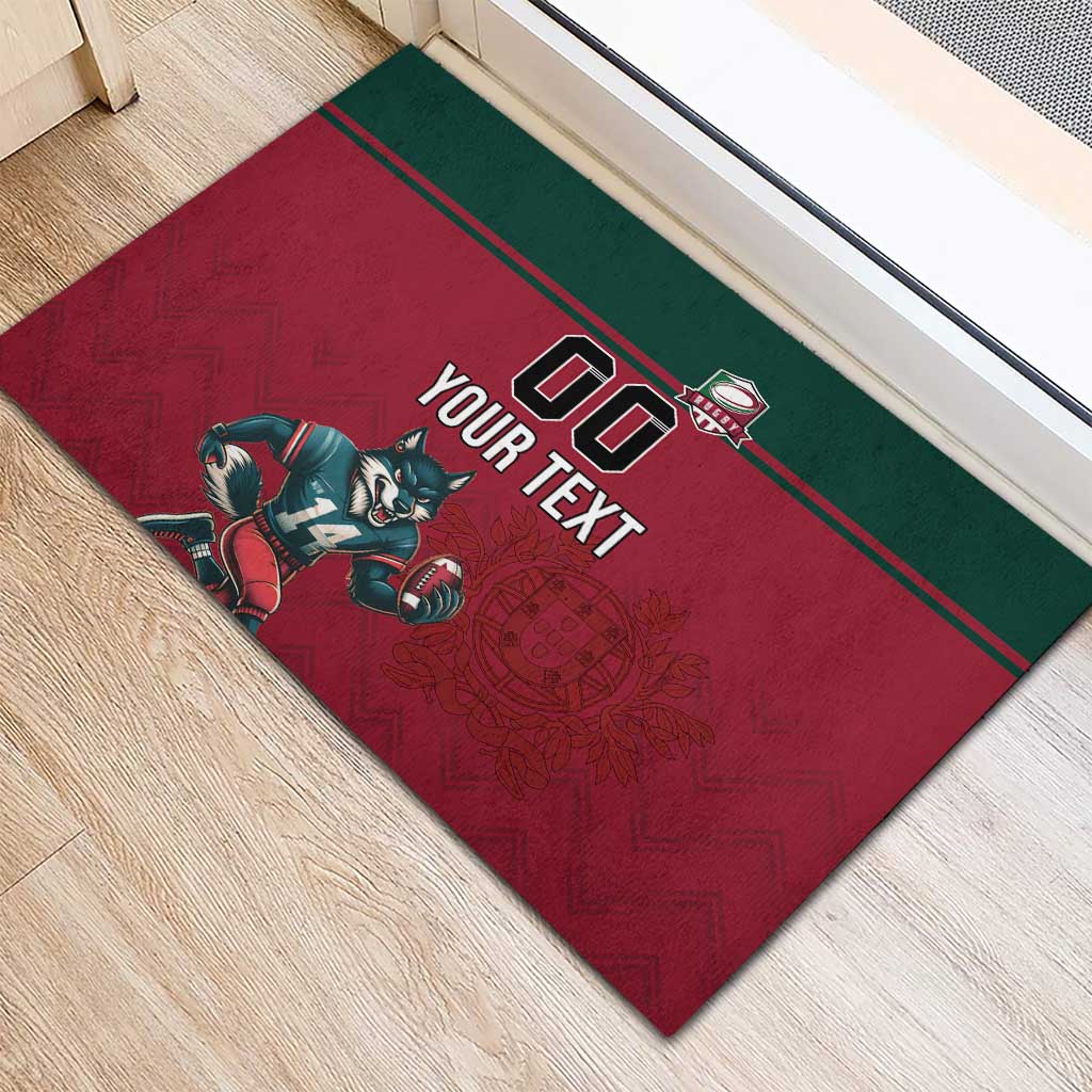 Custom Portugal Rugby Rubber Doormat Go Os Lobos Wolves Mascot