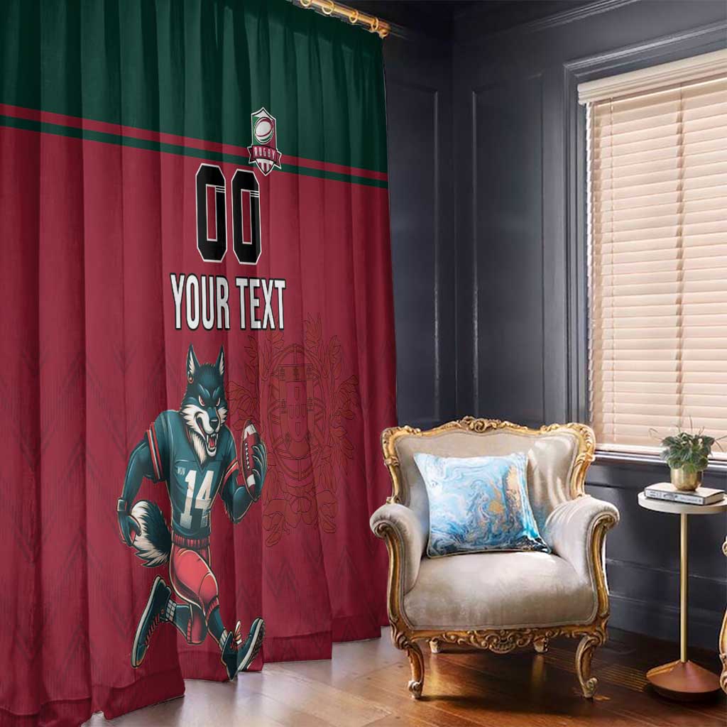 Custom Portugal Rugby Window Curtain Go Os Lobos Wolves Mascot - Wonder Print Shop