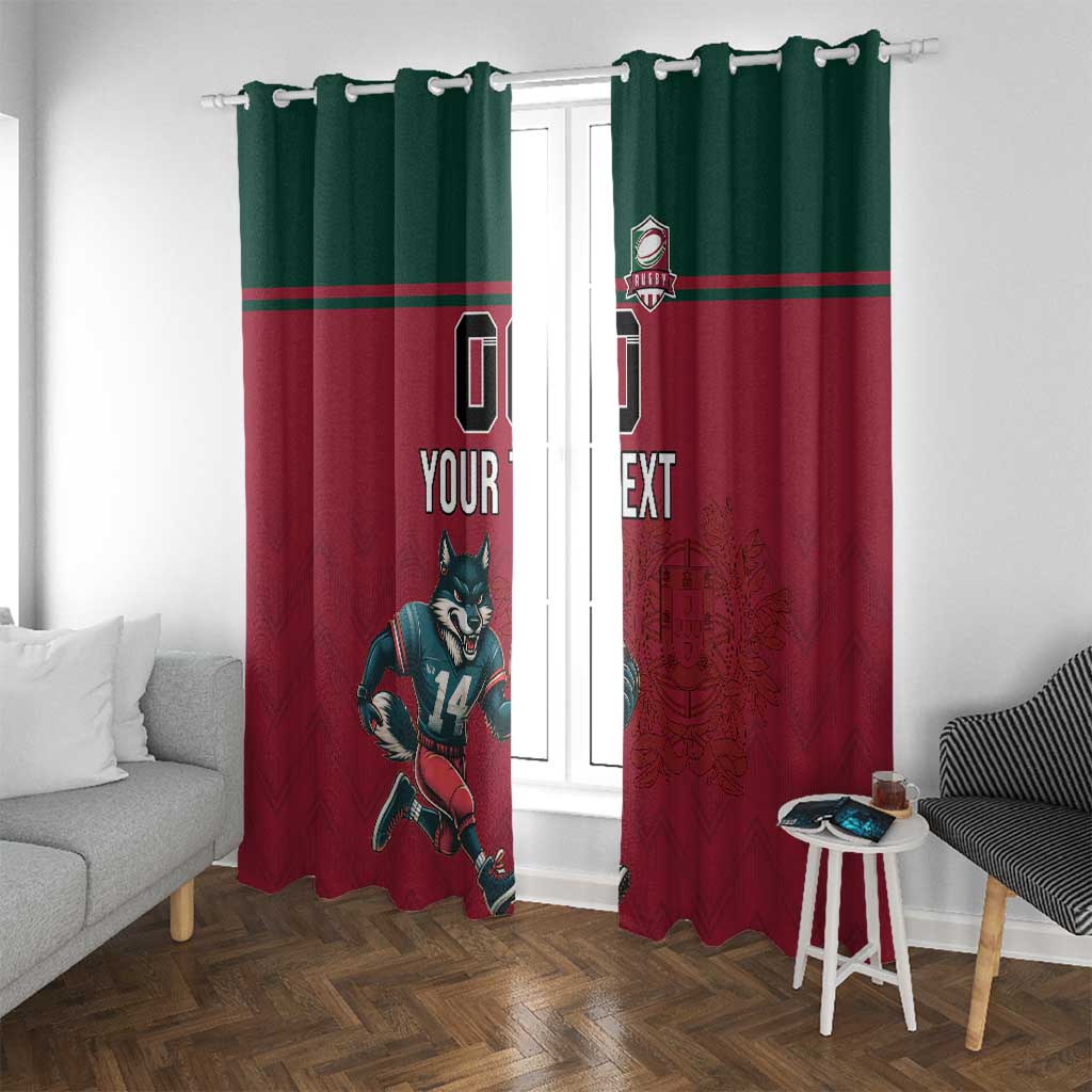 Custom Portugal Rugby Window Curtain Go Os Lobos Wolves Mascot - Wonder Print Shop