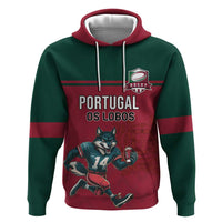 Custom Portugal Rugby Zip Hoodie Go Os Lobos Wolves Mascot - Wonder Print Shop