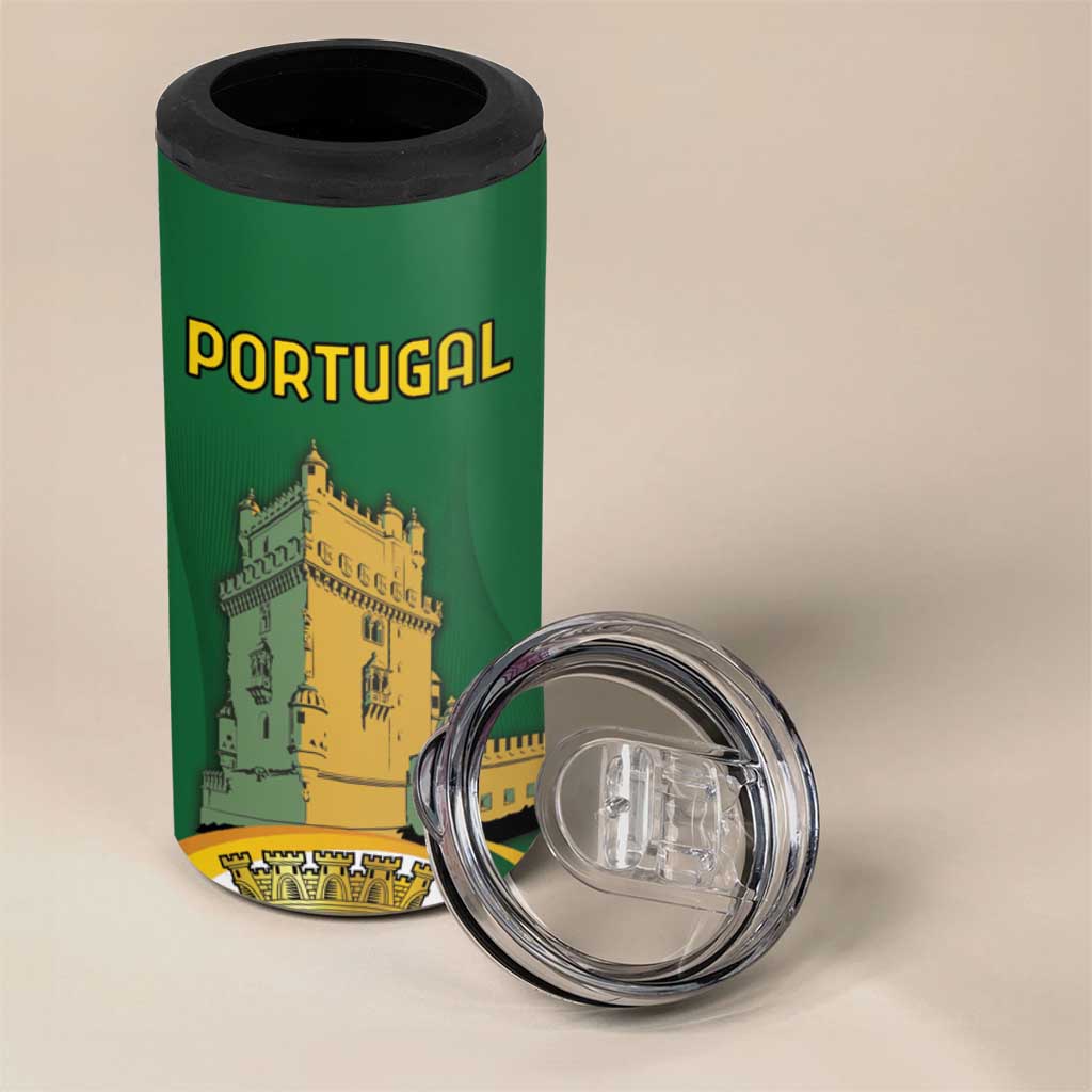 Personalized Portugal Belem Tower 4 in 1 Can Cooler Tumbler Mui Nobre e Sempre Leal