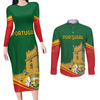 Personalized Portugal Belem Tower Couples Matching Long Sleeve Bodycon Dress and Long Sleeve Button Shirt Mui Nobre e Sempre Leal