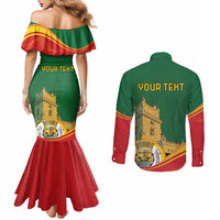 Personalized Portugal Belem Tower Couples Matching Mermaid Dress and Long Sleeve Button Shirt Mui Nobre e Sempre Leal