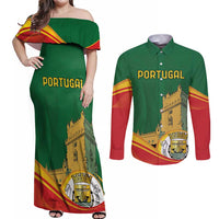 Personalized Portugal Belem Tower Couples Matching Off Shoulder Maxi Dress and Long Sleeve Button Shirt Mui Nobre e Sempre Leal