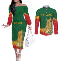Personalized Portugal Belem Tower Couples Matching Off The Shoulder Long Sleeve Dress and Long Sleeve Button Shirt Mui Nobre e Sempre Leal
