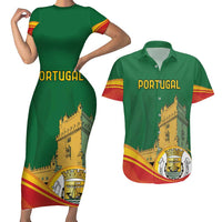Personalized Portugal Belem Tower Couples Matching Short Sleeve Bodycon Dress and Hawaiian Shirt Mui Nobre e Sempre Leal