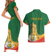 Personalized Portugal Belem Tower Couples Matching Short Sleeve Bodycon Dress and Hawaiian Shirt Mui Nobre e Sempre Leal