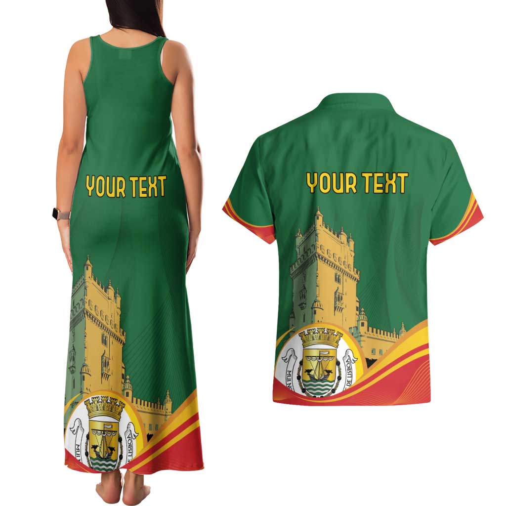 Personalized Portugal Belem Tower Couples Matching Tank Maxi Dress and Hawaiian Shirt Mui Nobre e Sempre Leal