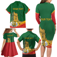 Personalized Portugal Belem Tower Family Matching Long Sleeve Bodycon Dress and Hawaiian Shirt Mui Nobre e Sempre Leal