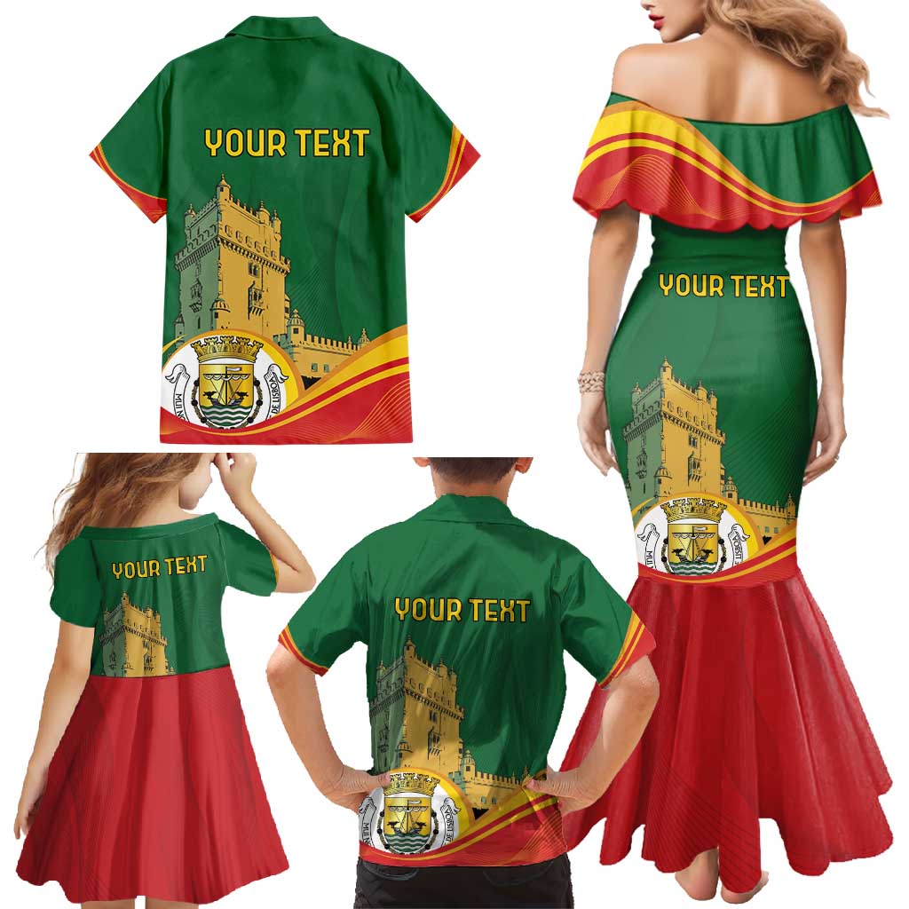 Personalized Portugal Belem Tower Family Matching Mermaid Dress and Hawaiian Shirt Mui Nobre e Sempre Leal
