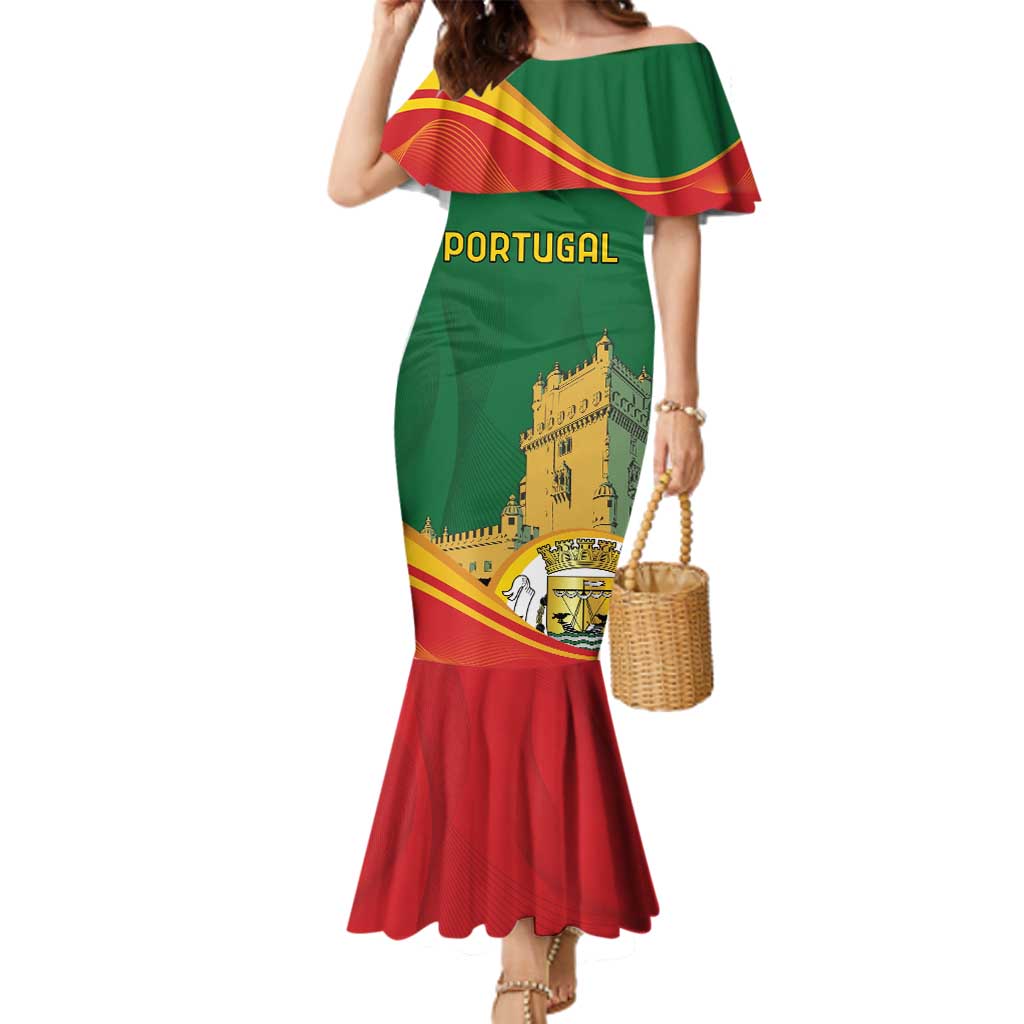 Personalized Portugal Belem Tower Family Matching Mermaid Dress and Hawaiian Shirt Mui Nobre e Sempre Leal