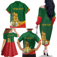 Personalized Portugal Belem Tower Family Matching Off The Shoulder Long Sleeve Dress and Hawaiian Shirt Mui Nobre e Sempre Leal