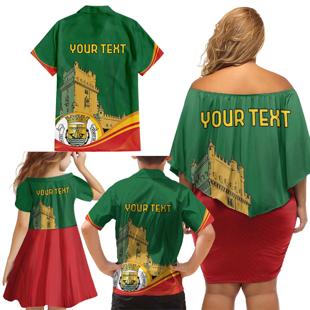 Personalized Portugal Belem Tower Family Matching Off Shoulder Short Dress and Hawaiian Shirt Mui Nobre e Sempre Leal