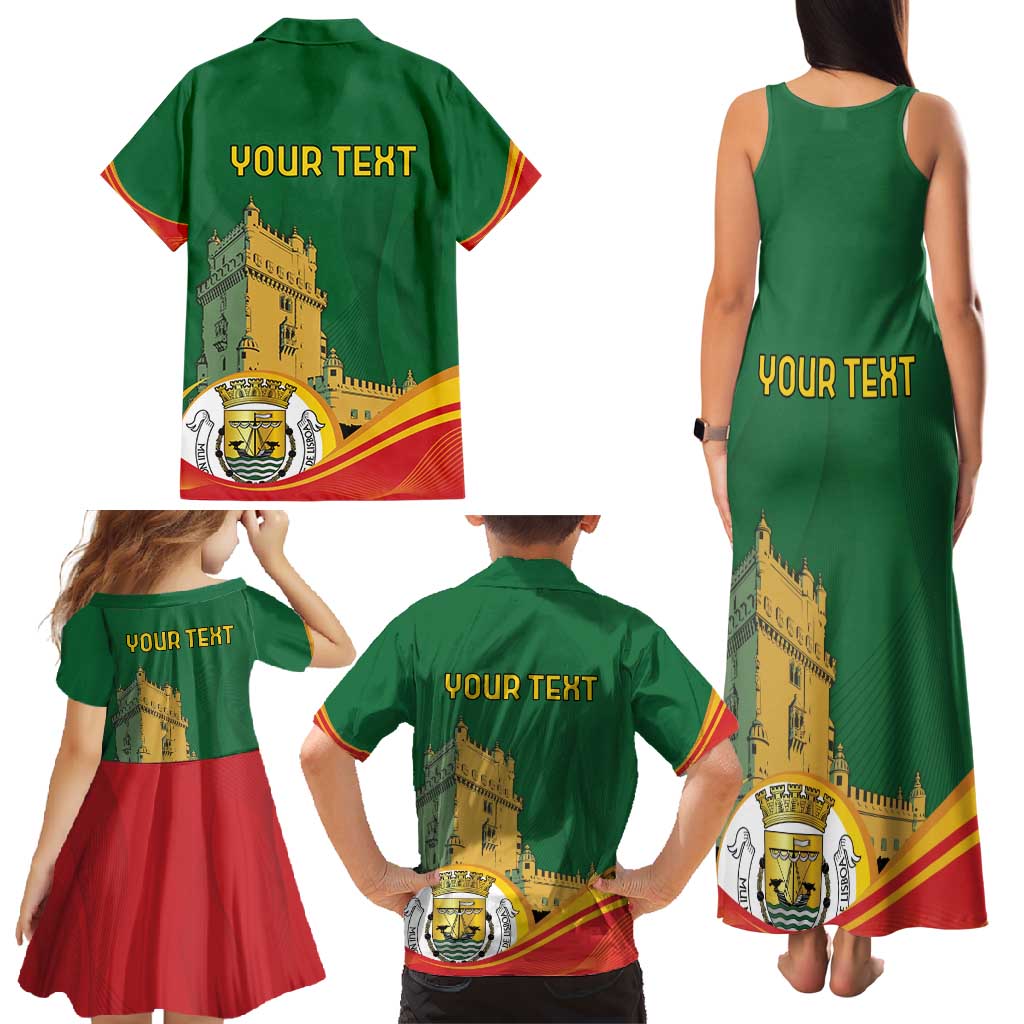 Personalized Portugal Belem Tower Family Matching Tank Maxi Dress and Hawaiian Shirt Mui Nobre e Sempre Leal