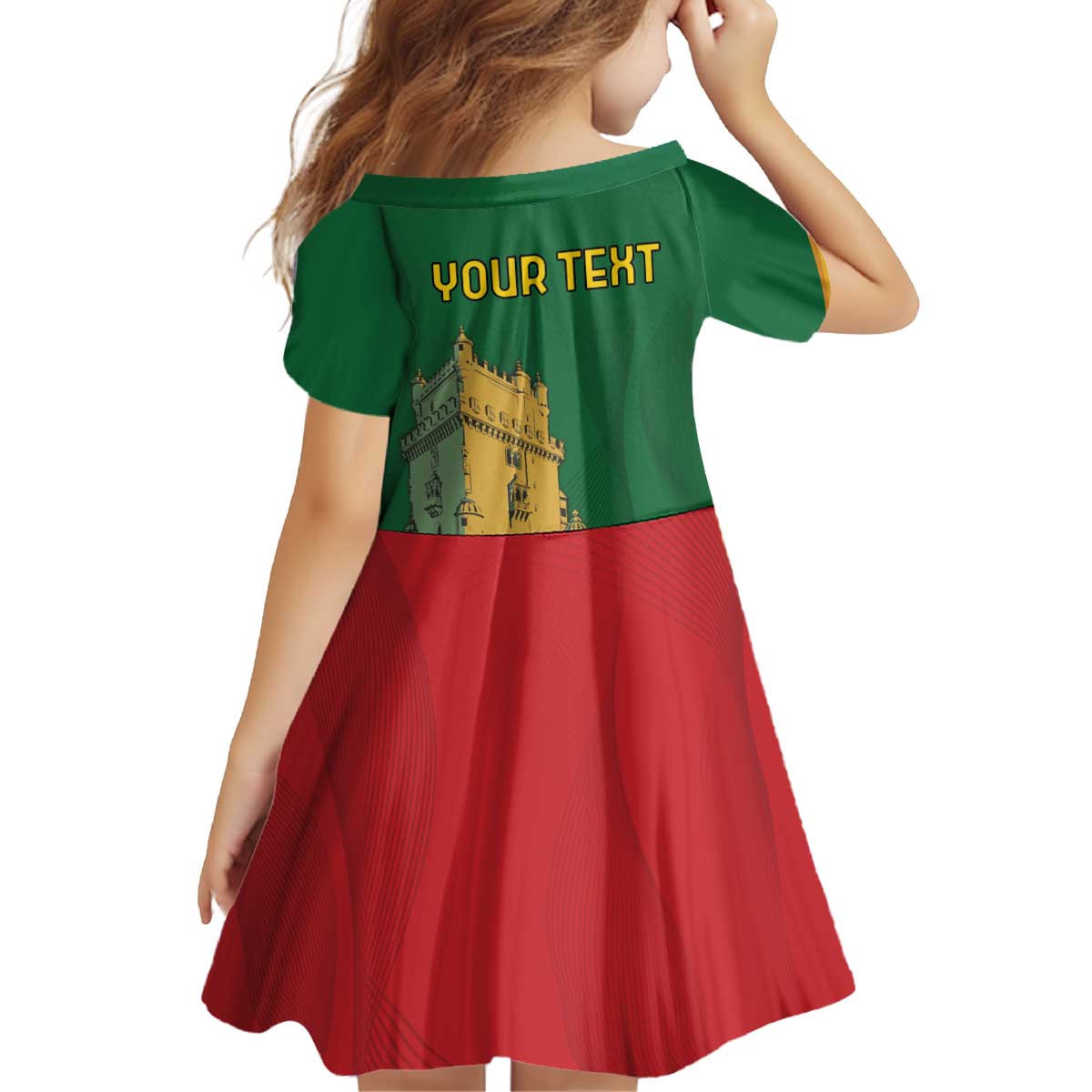 Personalized Portugal Belem Tower Kid Short Sleeve Dress Mui Nobre e Sempre Leal