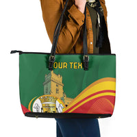 Personalized Portugal Belem Tower Leather Tote Bag Mui Nobre e Sempre Leal