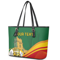 Personalized Portugal Belem Tower Leather Tote Bag Mui Nobre e Sempre Leal