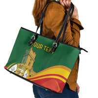 Personalized Portugal Belem Tower Leather Tote Bag Mui Nobre e Sempre Leal